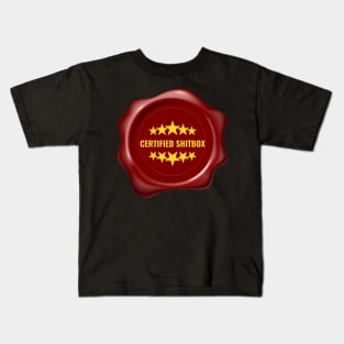 Certified Shitbox - Red Seal With Stars And White Text Circle Design Kids T-Shirt